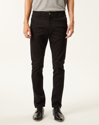 Pantalón Chino Huez Slim Fit, Hombre Gabardina Negro, Equus