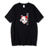 Camisa Camiseta Demon Slayer Kitsune Mask Tanjiro Kamado