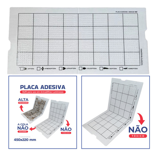 5 Refil Adesivo 450x220 Armadilha Luminosa Pega Mata Mosca