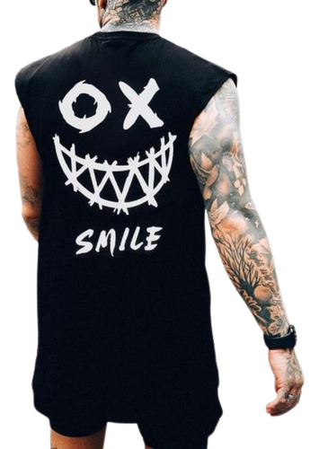 Camiseta Regata Oversized Smile Streetwear Sport