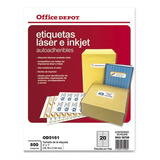 Etiqueta Od5161 Adhesiva Laser E Inkjet 10.16 X 2.54cm C/500 Color Blanco