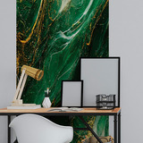 Papel De Parede Painel 3d Mármore Branco Dourado Verde 1m