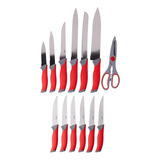 Cuchillos De Acero Inoxidable Oster, 14 Piezas, Rojo/negro (kit)