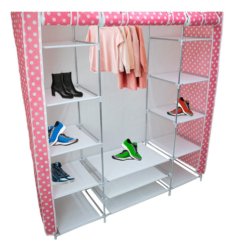 Organizador De Ropa Zapatos Closet Armable Rosa 150*45*170cm