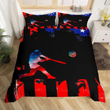 Juego De Cama De Béisbol Manfei Queen Size, Bandera American