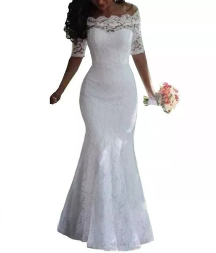 Vestido Longo Sereia Noiva, Casamento Civil 030