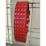 Collar 4cms Remaches 100%cuero Rojo Resistente Perrosgrandes