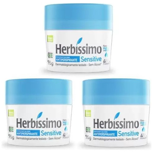 Kit 03 Antitranspirante Em Creme Herbíssimo  55 G 