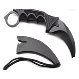 Cuchillo Kerambit Táctico Negro Con Funda