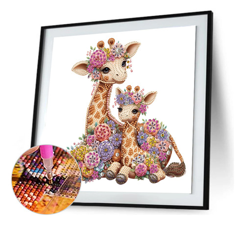 Pintura De Diamante Con Forma Especial De Giraffe1, Hecha A