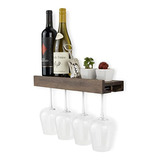 Soporte Para Botellas De Vino Y Copas De Vino, Madera Nogal