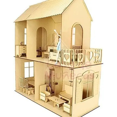 Casa de Muñecas Grande 2 Pisos Madera MDF con Muebles El Buen Ingenio | Meses sin interés