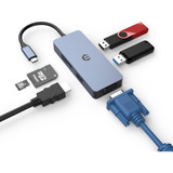 Adaptador Multipuerto Usb C Hub De Nivel Con 4k Hdmi, Vga, L