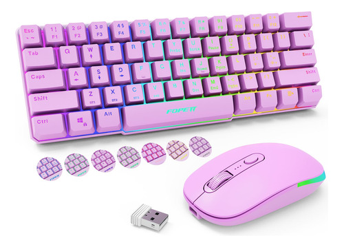 Combo De Teclado Y Mouse Inalambricos, Rgb Ajustable, Bateri