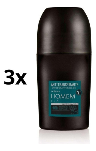 Desodorante Antitranspirante Roll-on Natura Homem 75ml 3unid