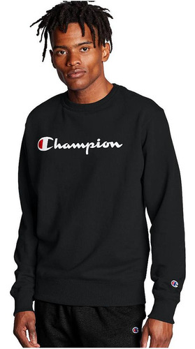 Poleron Hombre Powerblend Graphic Crew Black Champion