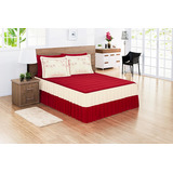 Colcha Para Cama Casal Super King Size Bordada 3 Peças Cor Vermelho Bordada Com Babado