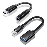 Jeeyee-adaptador Usb 3.1 Tipo-c A Auxiliar 3.5 Audifono,cable Otg Tipo C A Usb 2pcs