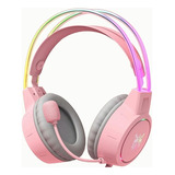 Audífonos Gamer Onikuma X15 Pro Con Luces Rgb Rosas Color Rosa