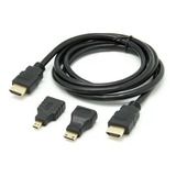 Cable Hdmi 1.5 Mts Con Adaptadores Micro Y Mini Hdmi Video