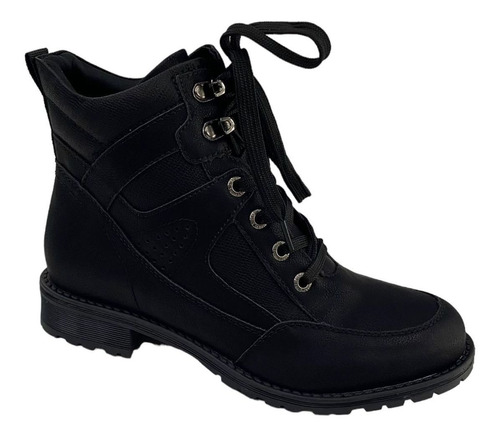 Bota Feminina Mooncity Coturno Cano Curto Cadarço Montaria