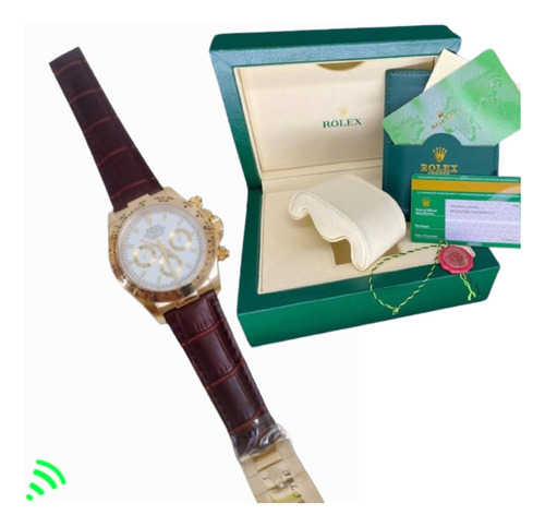 Relógio Masculino Rolex Couro Daytona Base Eta 2840 Na Caixa