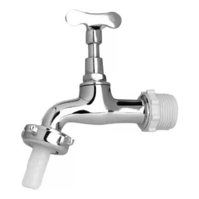 Torneira Para Tanque E Jardim De 1/2 Com Bico 3/4 Acabamento Cromado Cor Cinza