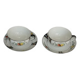 Antiguas Tazas De Té Porcelana Bellas Flores Noritake X 2