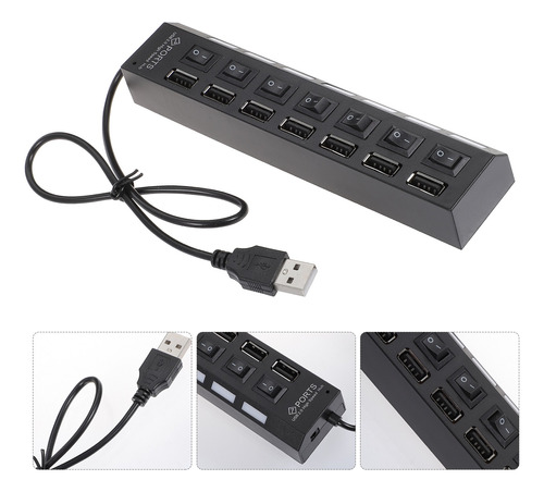 Divisor De Puertos Múltiples Usb Con Conector De 7 Puertos P