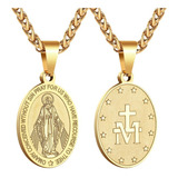 Collar De Virgen María Hombre Medalla Milagrosa Inoxidable