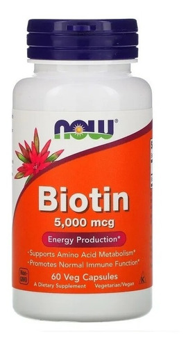 Now Foods Biotina 60 Vegcaps 5000mcg Sfn