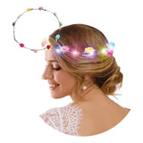 Vincha Flores Hippie Led  Tiara Corona Hawaiana Cot Luminoso Color Multicolor