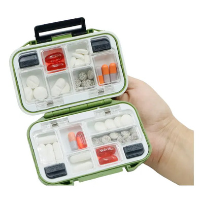 Portabs Organizador De Pastillas Con División Mini Maletín Color Verde | Meses sin interés