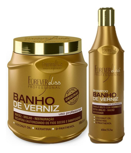 Forever Liss Banho De Verniz - Máscara 1kg + Shampoo 500ml