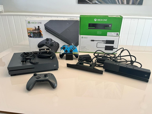 Microsoft Xbox One S 500gb Battlefield 1 + Controle Extra (com Carregador) + Kinect + 19 Jogos (veja Descrição)