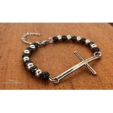 Pulsera Hombre Acero Quirúrgico Cruz 