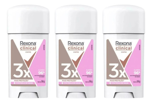 Kit Com 3 Desodorantes Em Creme Rexona Clinical