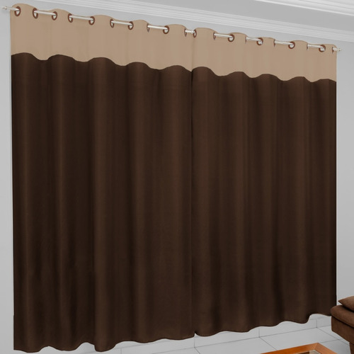 Cortina Oxford Bicolor De Sala/quarto 300x250 Porta Balcão