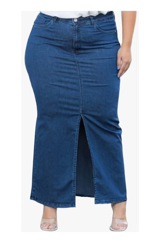 Saia Jeans Plus Size Moda Tamanhps Grandes Com Lycra 44 A 62