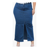 Saia Jeans Plus Size Moda Tamanhps Grandes Com Lycra 44 A 62