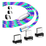 Cable Carga Led Magnetico 3 En 1 Iphon -micro Usb-tipo C