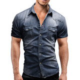 Camisa De Manga Corta Con Ropa Vaquera Informal Para Hombre