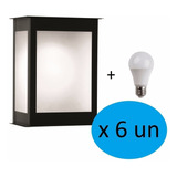 Pack X 6 Unid. Farol Exterior M1 + 6 Lámparas Led Incluidas