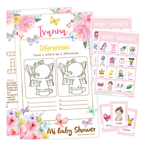 Juegos Baby Shower Mariposas Personalizado Imprimible