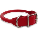 Collar Enrollable Para Perro En Cuero Rojo 