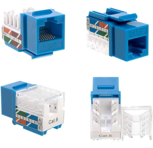 Cat6 Rj45 Keystone Jack Punchdown Red Azul 20