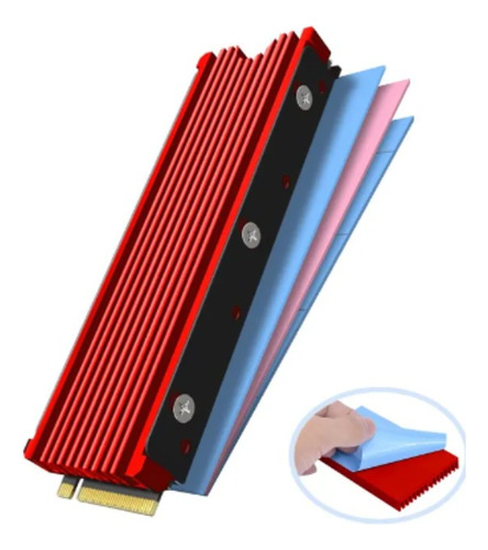 Dissipador De Calor Para Ssd M.2 Nvme Em Alumínio Vermelho