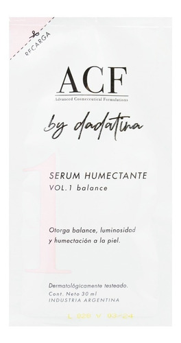 Acf By Dadatina Serum Refill Humectante Vol 1 Vegano 30ml