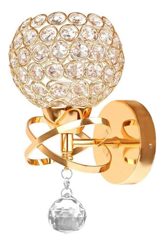 Luminária De Parede Arandela Redonda De Cristal Luxo Moderna Cor Dourado 110v/220v