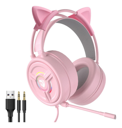 Psh-200 Auriculares Para Juegos De 3,5 Mm Oreja De Gato Rosa